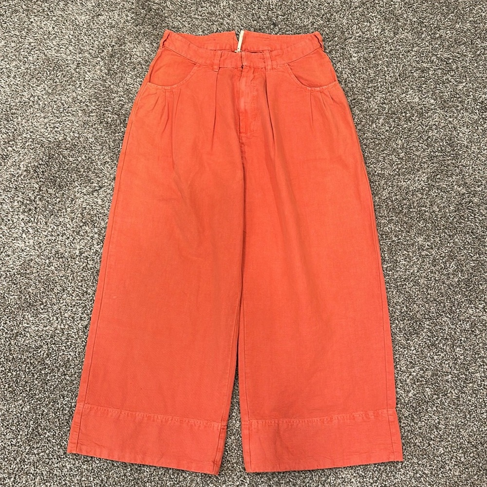 ๐ FREE PEOPLE Sweet Talk Wide Leg Pleated Chino Pants - Picture 5 of 8